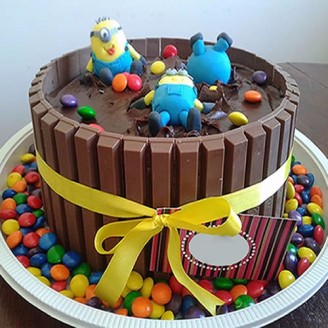 Kitkat Gems & Fun with minions Online Cake Delivery Delivery Jaipur, Rajasthan